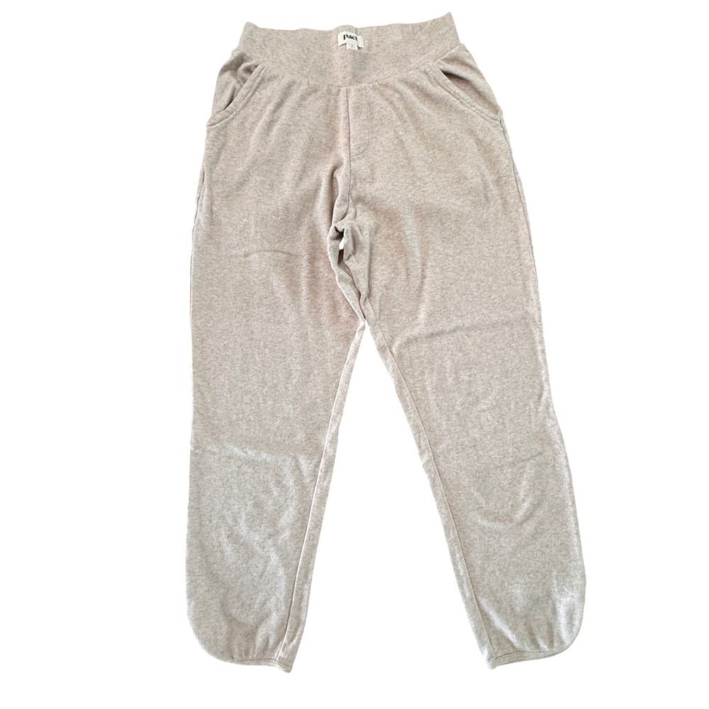 Pact Womens Organic Cotton Tapered Sweatpants Oatmeal Heather Beige Size S